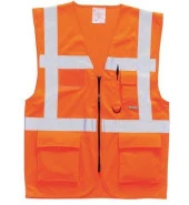 İkaz Yeleği Mühendis Tipli Cepli Turuncu - 1