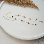 925 ayar gümüş örme kaplan gözü doğal taş bileklik - 3