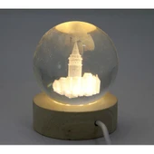 3D İstanbul Temalı Kristal Cam Küre Led Lamba Model 3 - 1