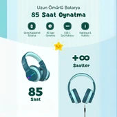 iClever Led Işıklı Güvenli Ses Sınırlı 85 Saat Oynatma Süreli Bluetooth Çocuk Kulaklığı Lila Mor - 12