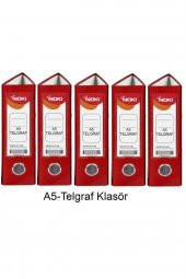 Telgraf Klasör Kırmızı Geniş A5 Plastik 5 Adet - 1