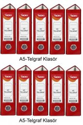 Telgraf Klasör Kırmızı Geniş A5 Plastik 10 Adet - 1