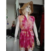 Büyük Selçuklu_Batik Desenli Kimono Pareo-36-42 beden arası-Renk-Turuncu-Fuşya-Pembe - 2