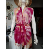 Büyük Selçuklu_Batik Desenli Kimono Pareo-36-42 beden arası-Renk-Turuncu-Fuşya-Pembe - 4
