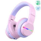 iClever Led Işıklı Güvenli Ses Sınırlı 85 Saat Oynatma Süreli Bluetooth Çocuk Kulaklığı Lila Mor - 1