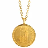 AgaKulche Britannia King Charles III 14 Ayar Kalemli Altın Çerçeve Kolye thumbnail 1