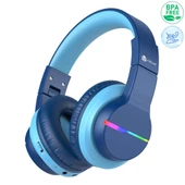 iClever Led Işıklı Güvenli Ses Sınırlı 85 Saat Oynatma Süreli Bluetooth Çocuk Kulaklığı Mavi - 1