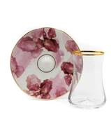 Evaliza Buket Pembe Çiçek 6 Kişilik Çay Bardak Takımı - 1