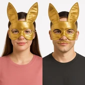 Altın Renk Kumaş Malzemeden İmal Tavşan Maskesi 25X17 cm thumbnail 2