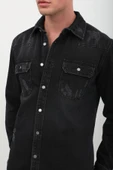 Erkek Siyah Jean Gömlek - 6