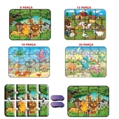 1481 DıyToy Süper Renkli 4'lü Puzzle - Hayvanlar / 8+12+16+24 Parça Puzzle - 4