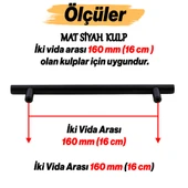 Çubuk Mobilya Mutfak Dolap Dolabı Çekmece Kulpu Kulbu -Mat Siyah Metal (160 MM-16.0 CM) Kulpları thumbnail 2