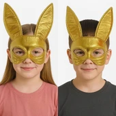 Altın Renk Kumaş Malzemeden İmal Tavşan Maskesi 25X17 cm thumbnail 1