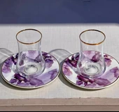 Evaliza Buket Mor Çiçek 6 Kişilik Çay Bardak Takımı - 2