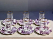 Evaliza Buket Mor Çiçek 6 Kişilik Çay Bardak Takımı - 1