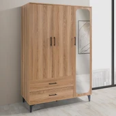 Dolap, Blesk 3 Kapaklı Aynaı Çekmeceli Ceviz Dolap Gardırop - 1