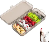 Valkyrie 100 Parça Kutulu İğneli Yumuşak Silikon Kurtçuk Olta Balık Yemi - 4 Renk - 7