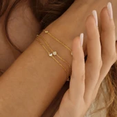 925 ayar gümüş 3 zincirli bileklik zirkon taşlı thumbnail 1