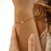 925 ayar gümüş HARF bileklik kırmızı renk geçişli tamtur thumbnail 1