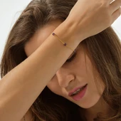 925 ayar gümüş örme ametist doğal taş bileklik - 5