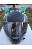 3dfabrick Motosiklet Kaskı Kedi kulağı SU YEŞİLİ thumbnail 1
