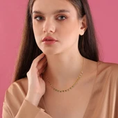 925 ayar gümüş yeşil renk geçişli top zincirli kolye thumbnail 4