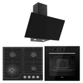 Ferre Flowart NT Asimetrik Seriisi 3'lü Siyah Ankastre Set ( QBL62CS-NT025-D077 ) - 1