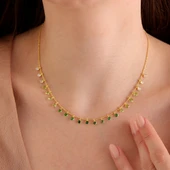 925 ayar gümüş yeşil renk geçişli top zincirli kolye thumbnail 1