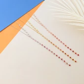 925 ayar gümüş kırmızı renk geçişli zirkon taşlı yarım  tamtur kolye - 3
