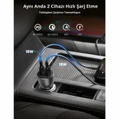 Ugreen 70594 2xUSB-C QC/PD 36W Hızlı Araç Şarj Adaptörü - 3