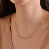 925 ayar gümüş mavi renk geçişli zirkon taşlı ful sallantı kolye thumbnail 5