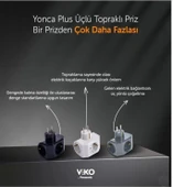 Viko Yonca Plus Topraklı 3'lü Topraklı Çocuk Korumalı Priz 3'lü Siyah - 4