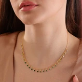 925 ayar gümüş yeşil renk geçişli zirkon taşlı ful sallantı kolye thumbnail 4