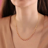 925 ayar gümüş kırmızı renk geçişli zirkon taşlı ful sallantı kolye - 5