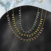 925 ayar gümüş yeşil renk geçişli top zincirli kolye thumbnail 3