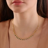 925 ayar gümüş yeşil renk geçişli zirkon taşlı ful sallantı kolye thumbnail 1