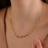 925 ayar gümüş mavi renk geçişli zirkon taşlı ful sallantı kolye thumbnail 1