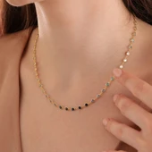 925 ayar gümüş mavi renk geçişli zirkon taşlı tamtur kolye - 1