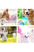 Taşınabilir Kedi Köpek Suluğu Seyahat Su Şişesi Kaseli Emniyetli Sızdırmaz Kutulu 350ml Beyaz - 3