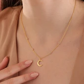 925 ayar gümüş hilal obje zirkon taşlı kolye - 5