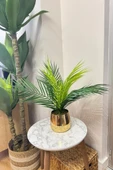 Nettenevime Yapay Çiçek Palmiye Areka Yapay Bitki Gold Metal Saksı Salon Çiçeği 9 Yaprak 50cm thumbnail 1