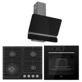 Ferre Flowart NT Asimetrik Seriisi 3'lü Siyah Ankastre Set ( QBL62CS-NT025-D080 ) - 1