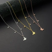 925 ayar gümüş kelebek objeli zirkon taş sallantılı kolye - 1