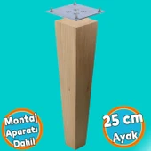 Ahşap Ayak Kare Bağlantı Aparatı Dahil Mobilya Koltuk Kanepe Sehpa Masa Ayağı Ayakları Boyasız 25 cm thumbnail 1