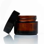 50ml kahverengi cam krem kavanozu, 12 adet, kozmetik kavanoz,krem kavanozu, cam kavanoz - 1