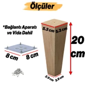 Ahşap Ayak Kare Bağlantı Aparatı Dahil Mobilya Koltuk Kanepe Sehpa Masa Ayağı 4 Adet 20 cm Ayakları - 2