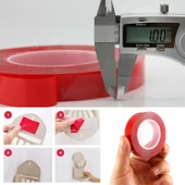 Çift Taraflı Silikon Bant Montaj Bandı Şeffaf 18 mm x 2 Metre Güçlü Çok Amaçlı Yapıştırıcı 1 Adet thumbnail 4