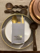 Gold Yaldızlı Gri Kumaş Dokulu Hoş Geldin Ya Şehri Ramazan Cepli Peçete 6 lı - 1