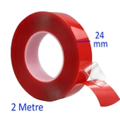 Çift Taraflı Silikon Bant Montaj Bandı Şeffaf 24 mm x 2 Metre Güçlü Çok Amaçlı Yapıştırıcı 1 Adet - 2
