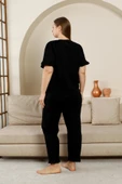 %100 Pamuk Büyük Beden 3 Parça Fırfırlı  Kadın Pijama Takımı - 19